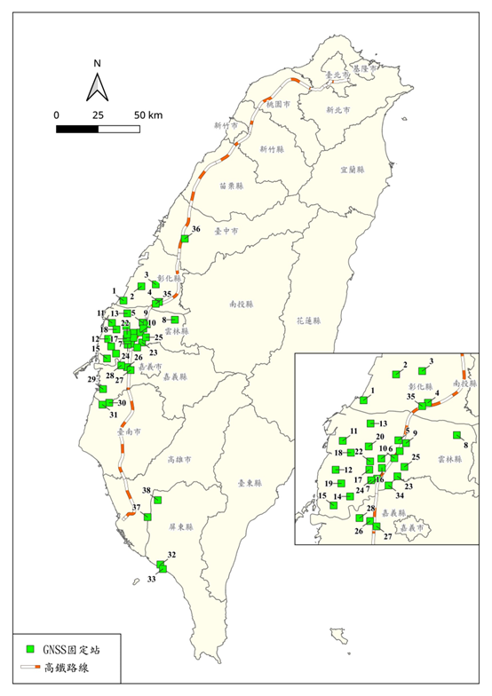 GNSS固定站分佈圖